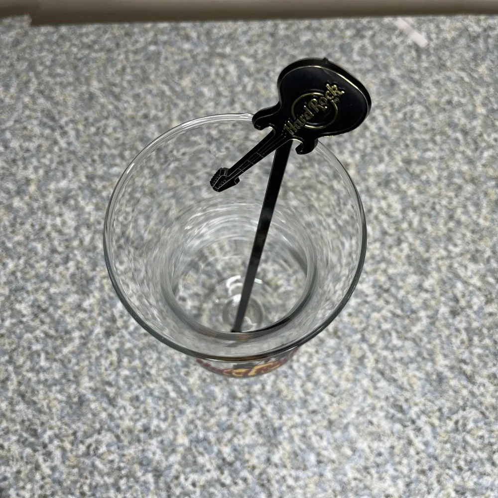 Hard Rock Cafe Hurricane Glass Niagara Falls NY Souvenir with Guitar Stirrer